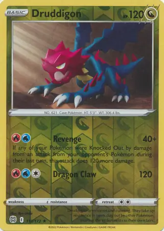 Druddigon Reverse Holo Pokemon card from Brilliant Stars