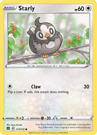 Starly Pokemon card from Brilliant Stars