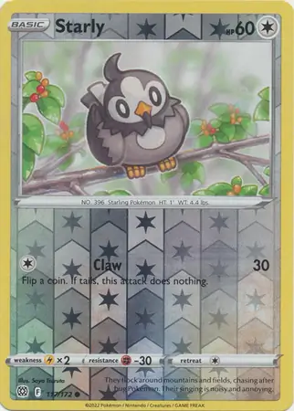 Starly Reverse Holo Pokemon card from Brilliant Stars