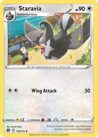 Staravia Pokemon card from Brilliant Stars