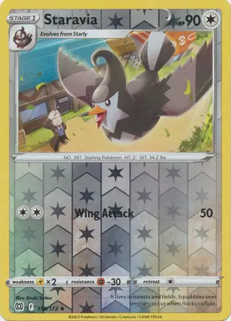Staravia Reverse Holo Pokemon card from Brilliant Stars