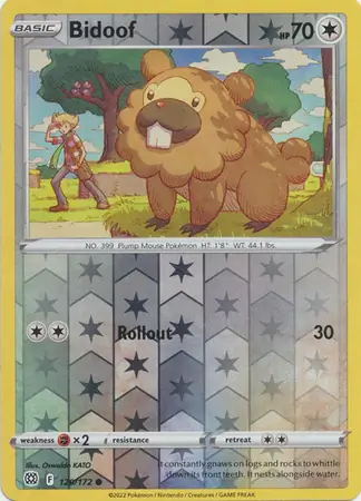 Bidoof Reverse Holo Pokemon card from Brilliant Stars