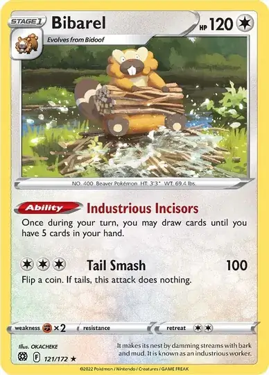 Bibarel Pokemon card from Brilliant Stars