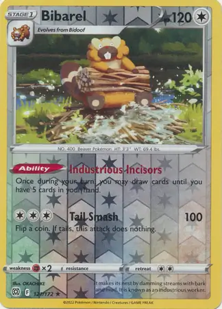 Bibarel Reverse Holo Pokemon card from Brilliant Stars