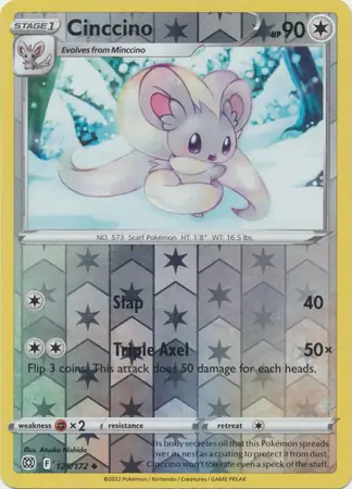 Cinccino Reverse Holo Pokemon card from Brilliant Stars