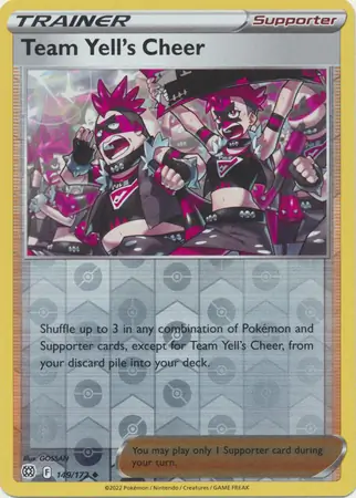 Team Yell's Cheer Reverse Holo Pokemon card from Brilliant Stars