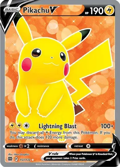 Pikachu V Pokemon card from Brilliant Stars