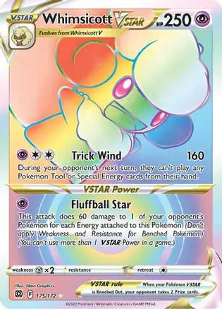 Whimsicott VSTAR Pokemon card from Brilliant Stars