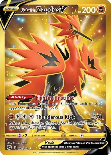 Galarian Zapdos V Pokemon card from Brilliant Stars