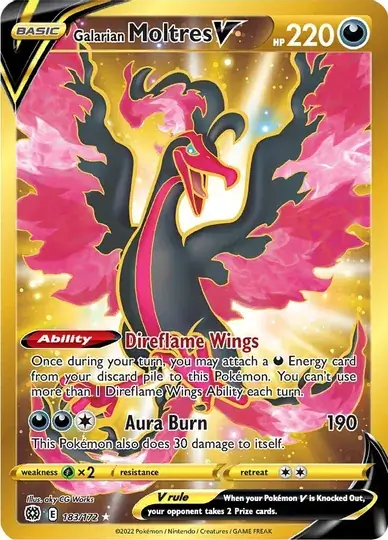 Galarian Moltres V Pokemon card from Brilliant Stars