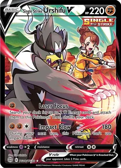 Single Strike Urshifu V Pokemon card from Brilliant Stars
