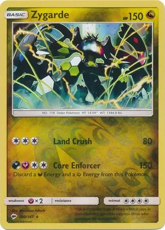Zygarde Reverse Holo Pokemon card from Burning Shadows