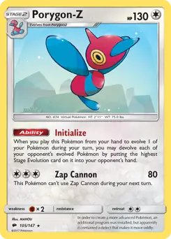 Porygon-Z Pokemon card from Burning Shadows