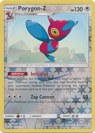 Porygon-Z Reverse Holo Pokemon card from Burning Shadows