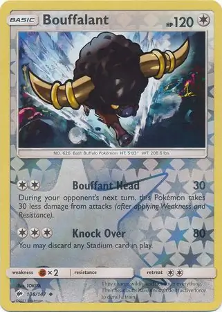 Bouffalant Reverse Holo Pokemon card from Burning Shadows