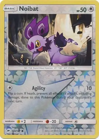 Noibat Reverse Holo Pokemon card from Burning Shadows