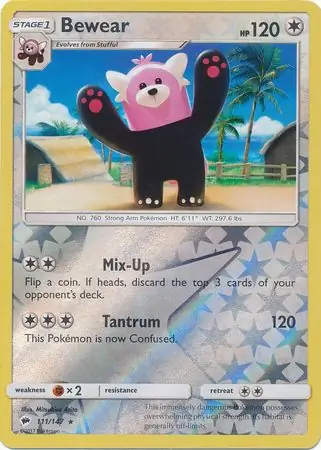 Bewear Reverse Holo Pokemon card from Burning Shadows