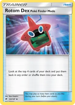 Rotom Dex Poke Finder Mode Pokemon card from Burning Shadows