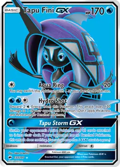 Full Art Tapu Fini GX Pokemon card from Burning Shadows