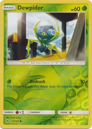Dewpider Reverse Holo Pokemon card from Burning Shadows