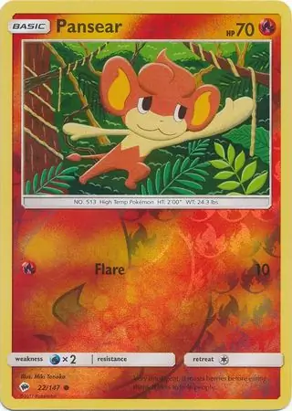 Pansear Reverse Holo Pokemon card from Burning Shadows