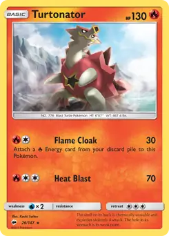 Turtonator Pokemon card from Burning Shadows