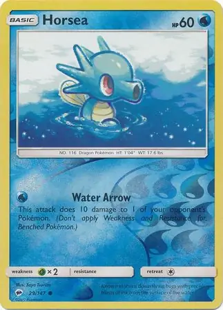 Horsea Reverse Holo Pokemon card from Burning Shadows