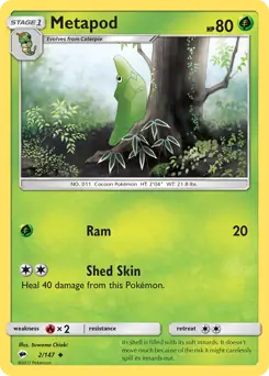 Metapod Pokemon card from Burning Shadows