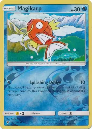 Magikarp Reverse Holo Pokemon card from Burning Shadows