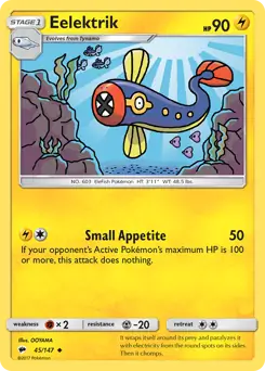 Eelektrik Pokemon card from Burning Shadows
