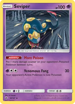 Seviper Pokemon card from Burning Shadows