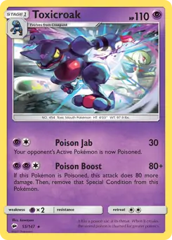 Toxicroak Pokemon card from Burning Shadows