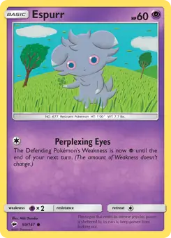 Espurr Pokemon card from Burning Shadows