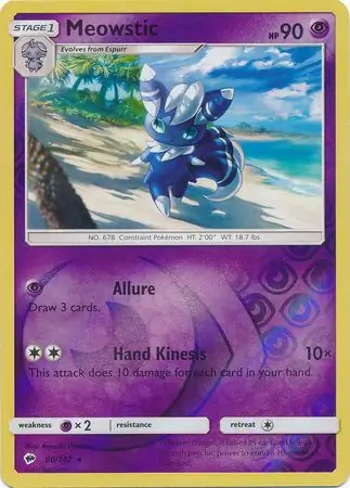Meowstic Reverse Holo Pokemon card from Burning Shadows