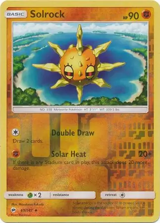 Solrock Reverse Holo Pokemon card from Burning Shadows