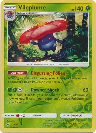 Vileplume Reverse Holo Pokemon card from Burning Shadows