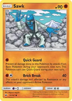 Sawk Pokemon card from Burning Shadows