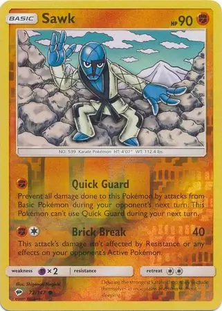 Sawk Reverse Holo Pokemon card from Burning Shadows