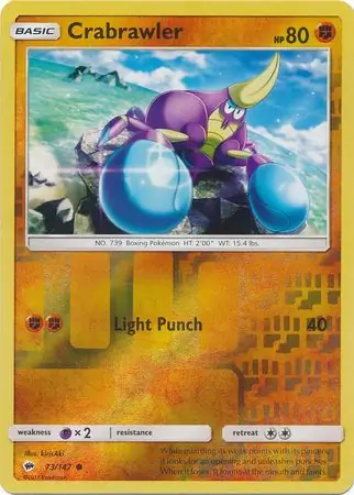 Crabrawler Reverse Holo Pokemon card from Burning Shadows