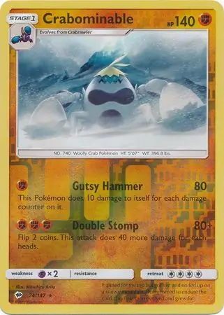 Crabominable Reverse Holo Pokemon card from Burning Shadows
