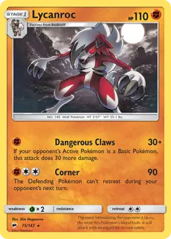 Lycanroc Pokemon card from Burning Shadows