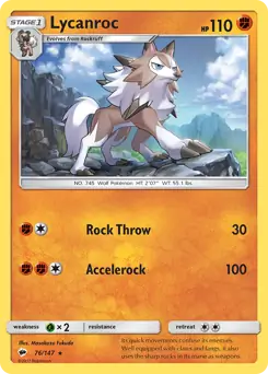 Lycanroc Pokemon card from Burning Shadows
