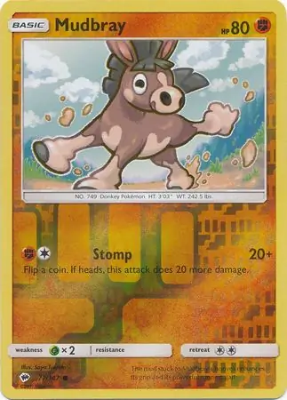 Mudbray Reverse Holo Pokemon card from Burning Shadows