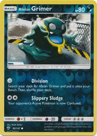 Alolan Grimer Reverse Holo Pokemon card from Burning Shadows