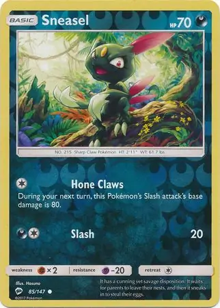 Sneasel Reverse Holo Pokemon card from Burning Shadows