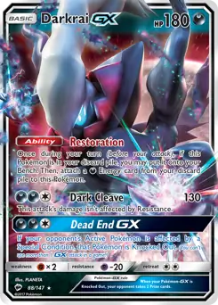 Darkrai GX Pokemon card from Burning Shadows