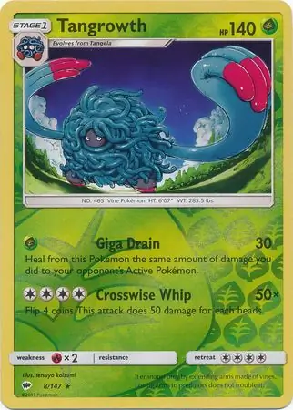 Tangrowth Reverse Holo Pokemon card from Burning Shadows