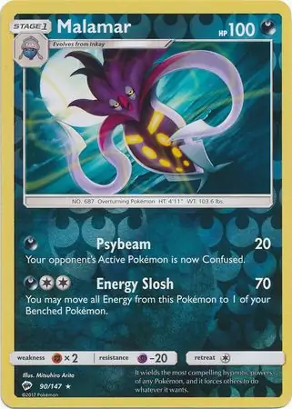 Malamar Reverse Holo Pokemon card from Burning Shadows