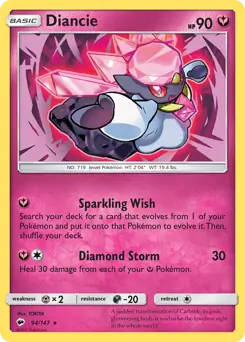 Diancie Pokemon card from Burning Shadows