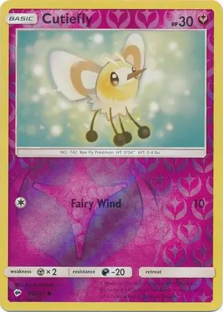Cutiefly Reverse Holo Pokemon card from Burning Shadows